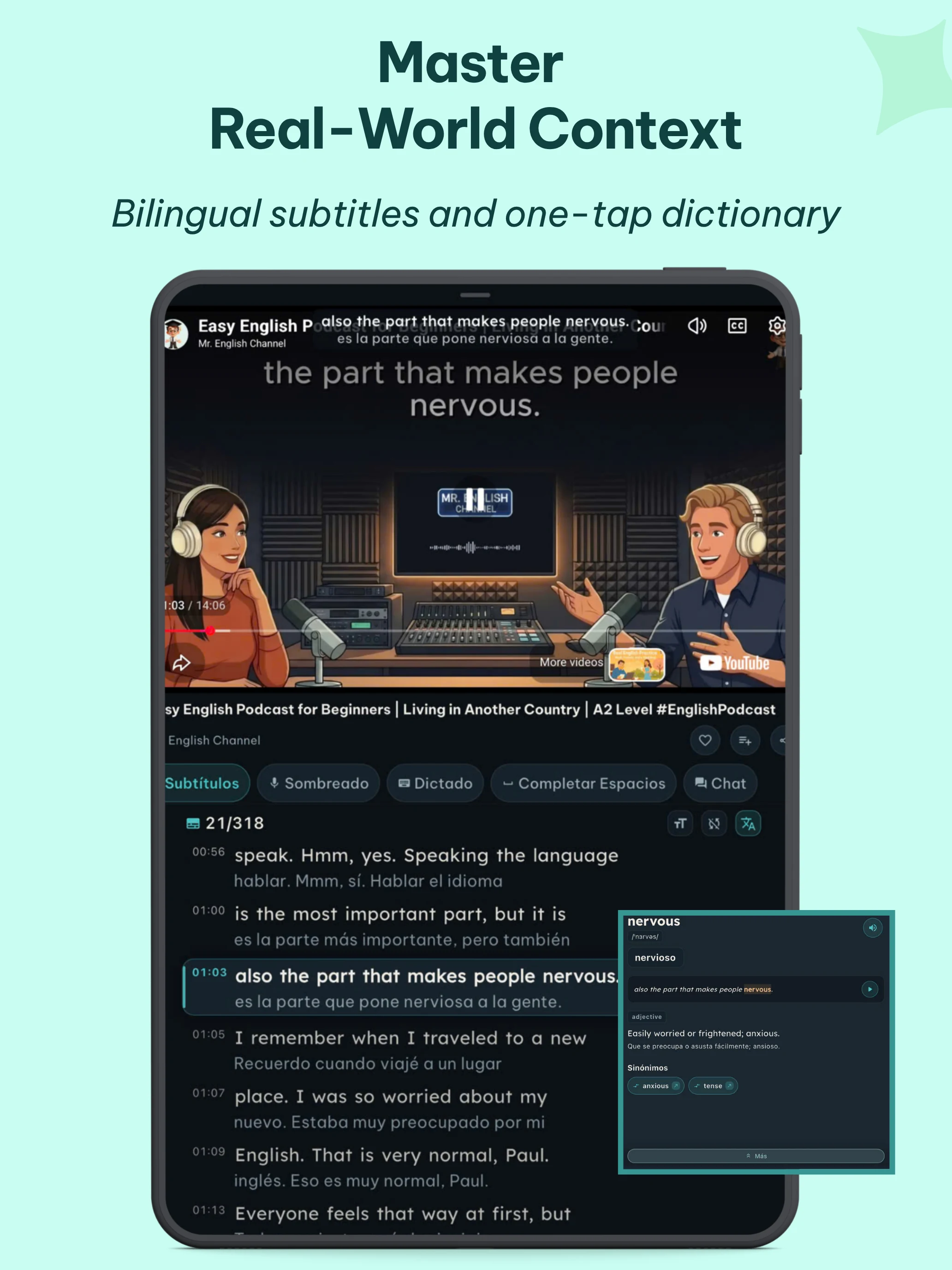 4You: Learn language via video screenshot